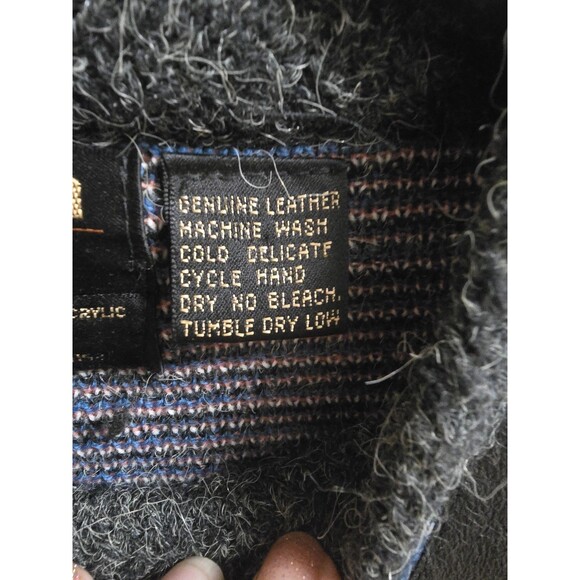 “Vintage Uniform Code Men’s Sweater Large Genuine Leather Trim Aztec Tribal Knit - Picture 6 of 15